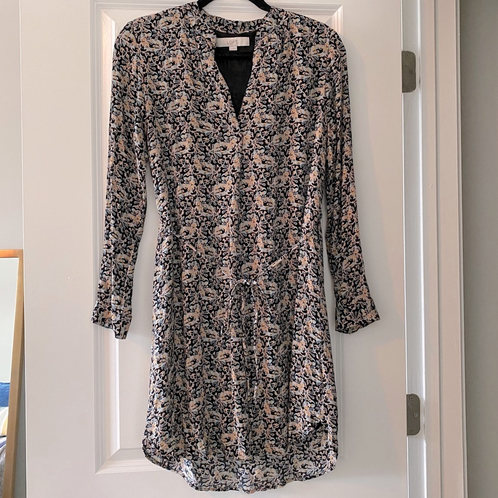 LOFT Mosaic-Printed Long-Sleeved Dress SZ Small
